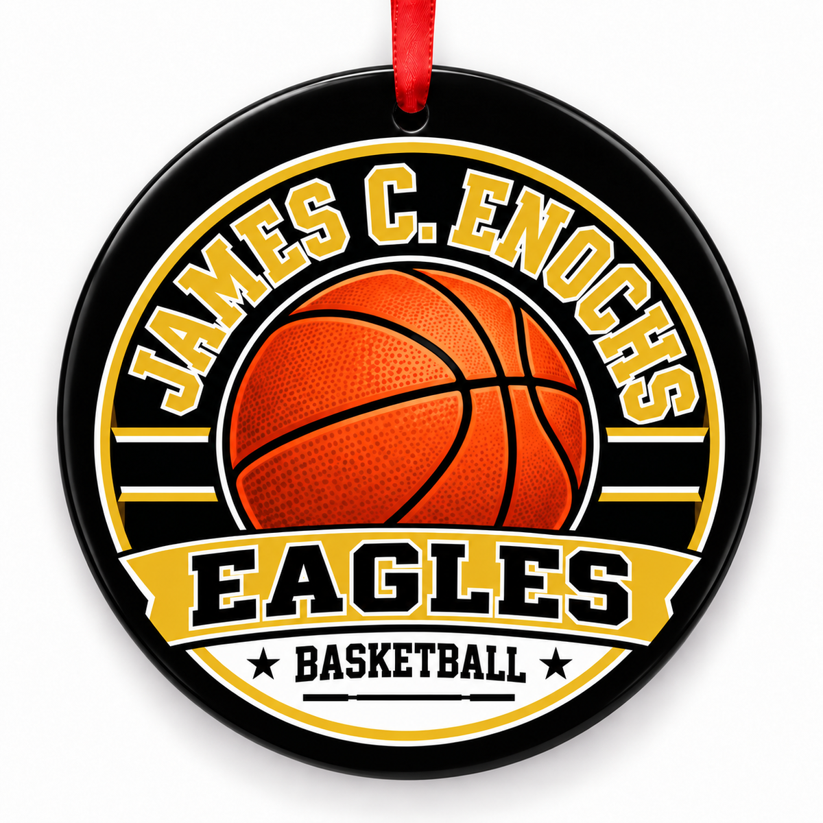 James C. Enochs High School Eagles basketball Christmas ornament mockup