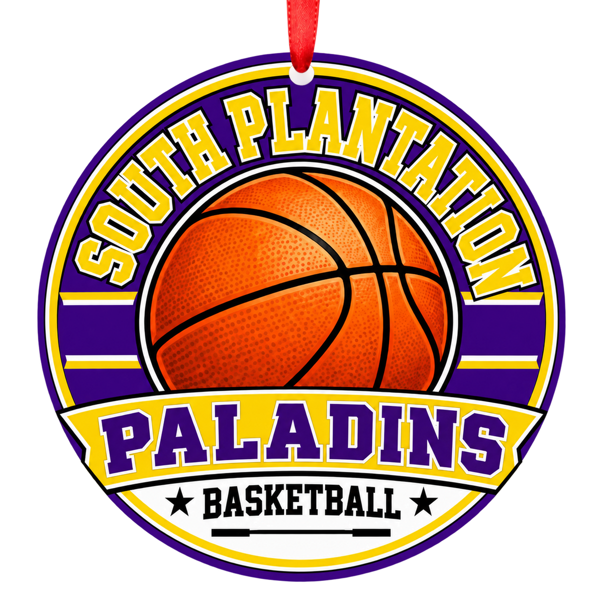 South Plantation High School Paladins basketball Christmas ornament mockup