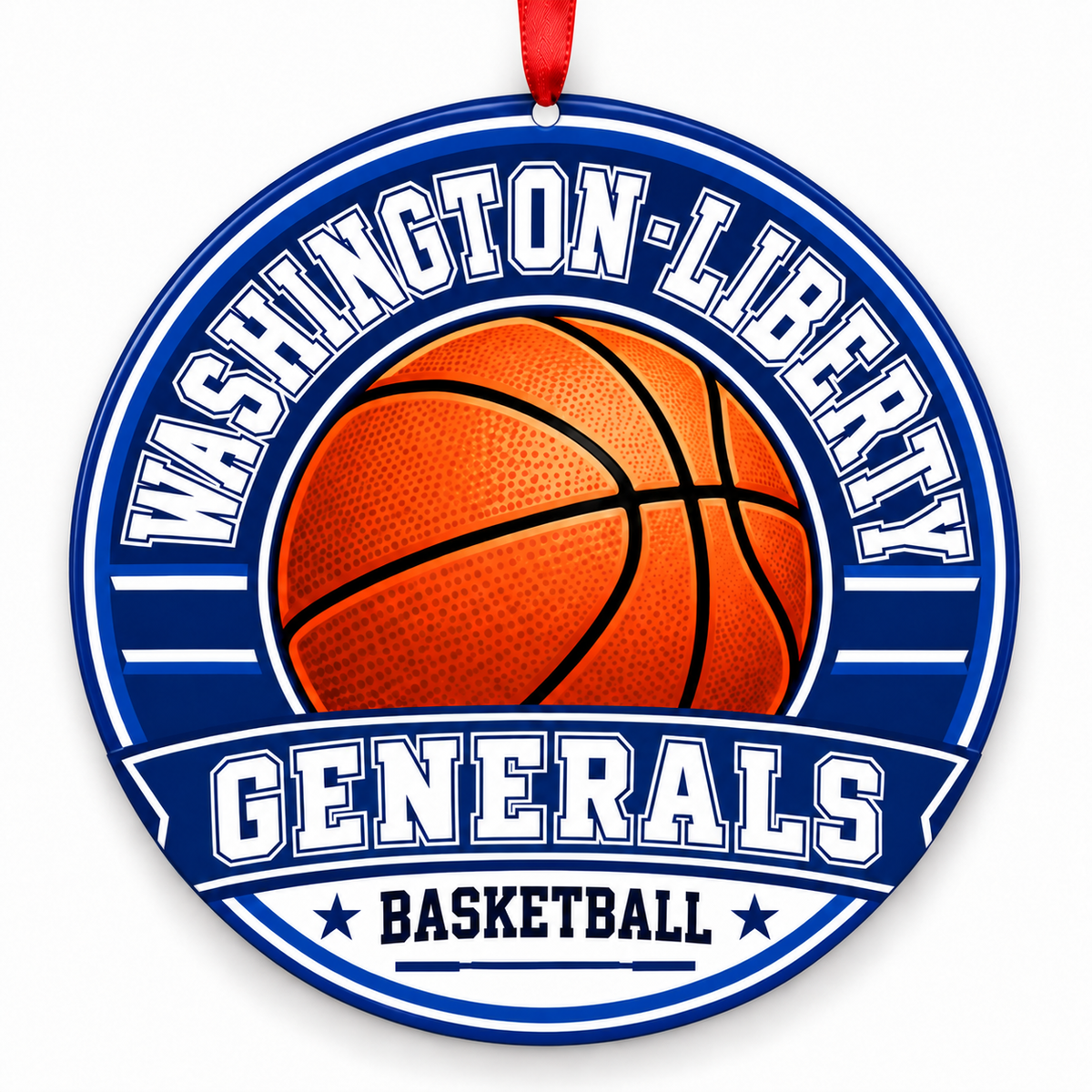 Washington-Liberty High School Generals basketball Christmas ornament mockup