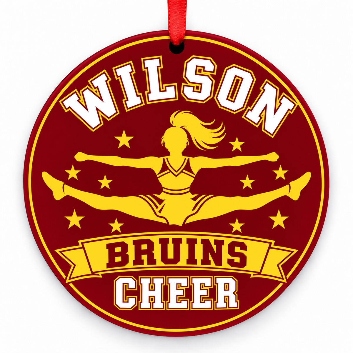 Wilson High School Bruins cheer ornament – Toe-Touch Jump