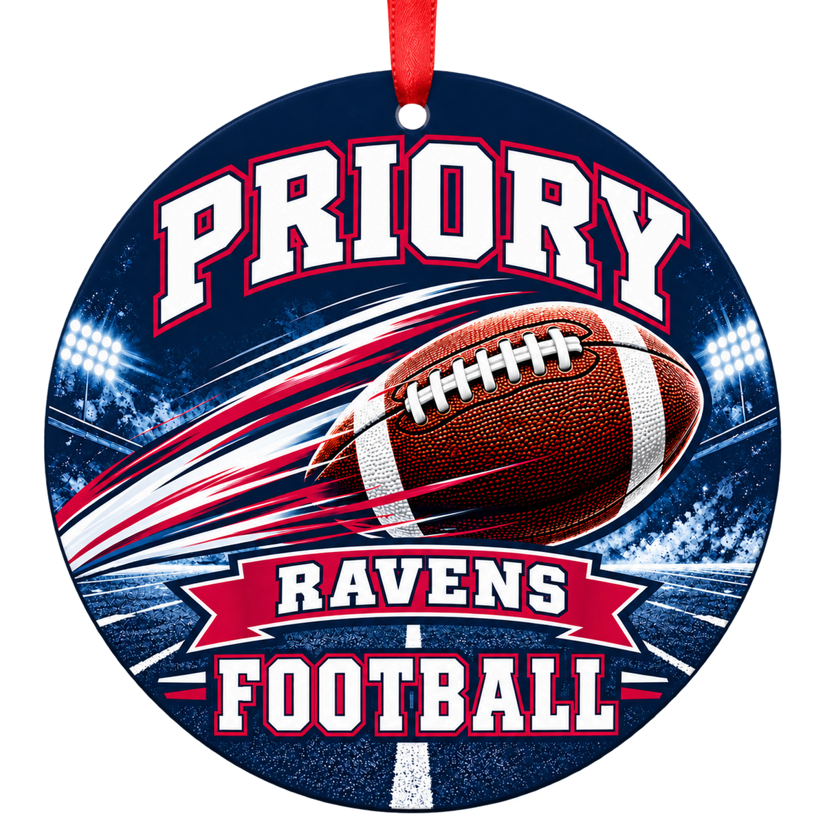 Saint Louis Priory School Ravens – Football in Motion 3-inch football ornament, Saint Louis, Missouri
