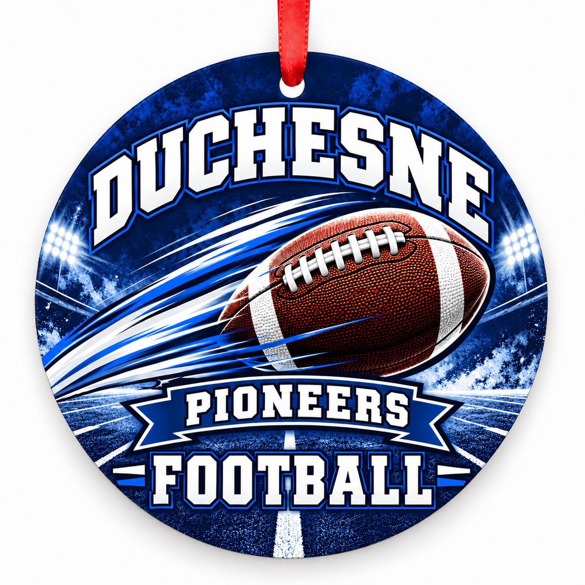 Duchesne High School Pioneers – Football in Motion 3-inch football ornament, SAINT CHARLES, Missouri