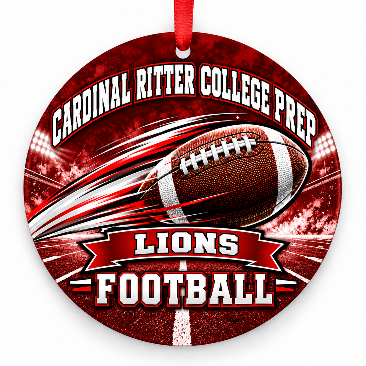 Cardinal Ritter College Prep High School Lions – Football in Motion 3-inch football ornament, SAINT LOUIS, Missouri