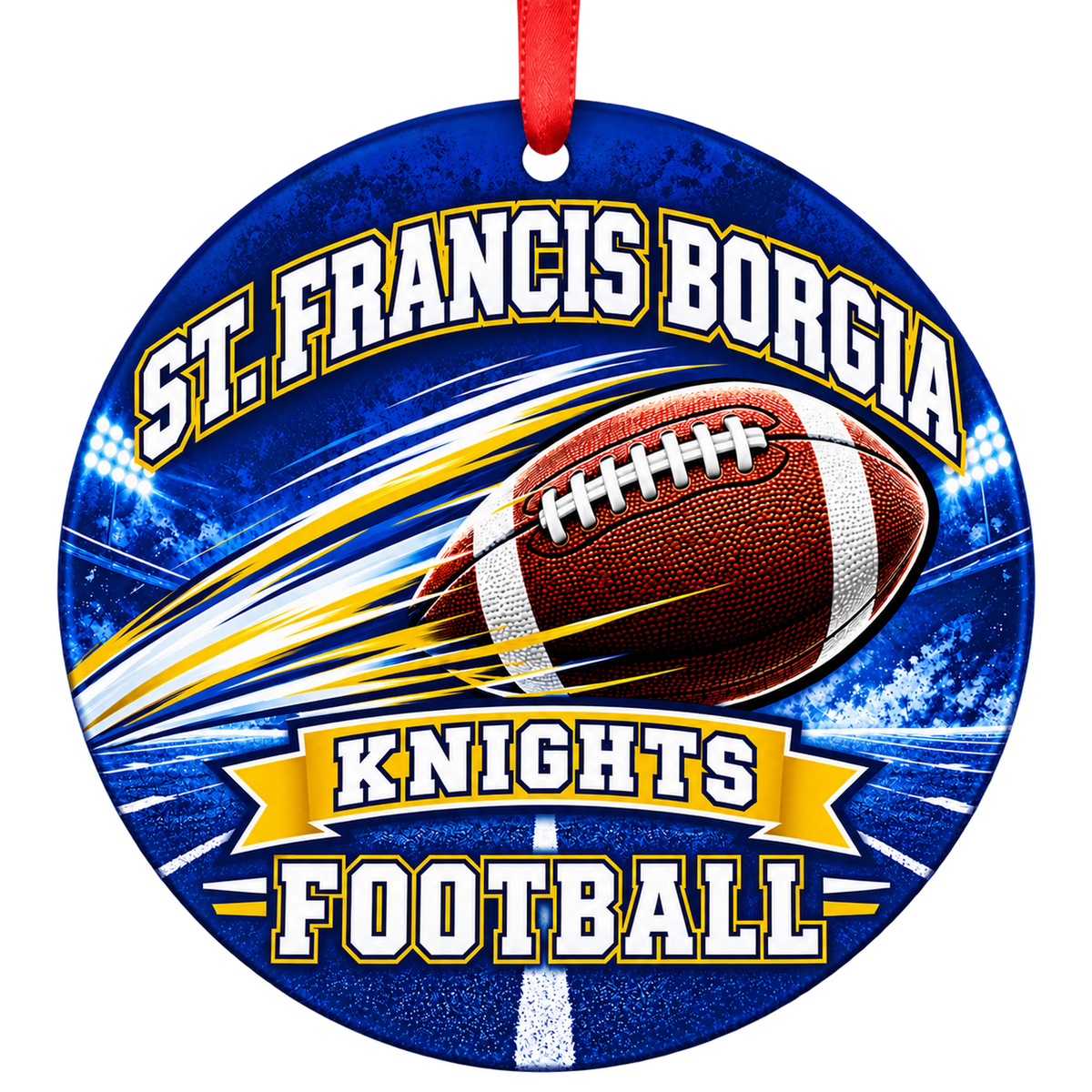 St. Francis Borgia High School Knights – Football in Motion 3-inch football ornament, WASHINGTON, Missouri