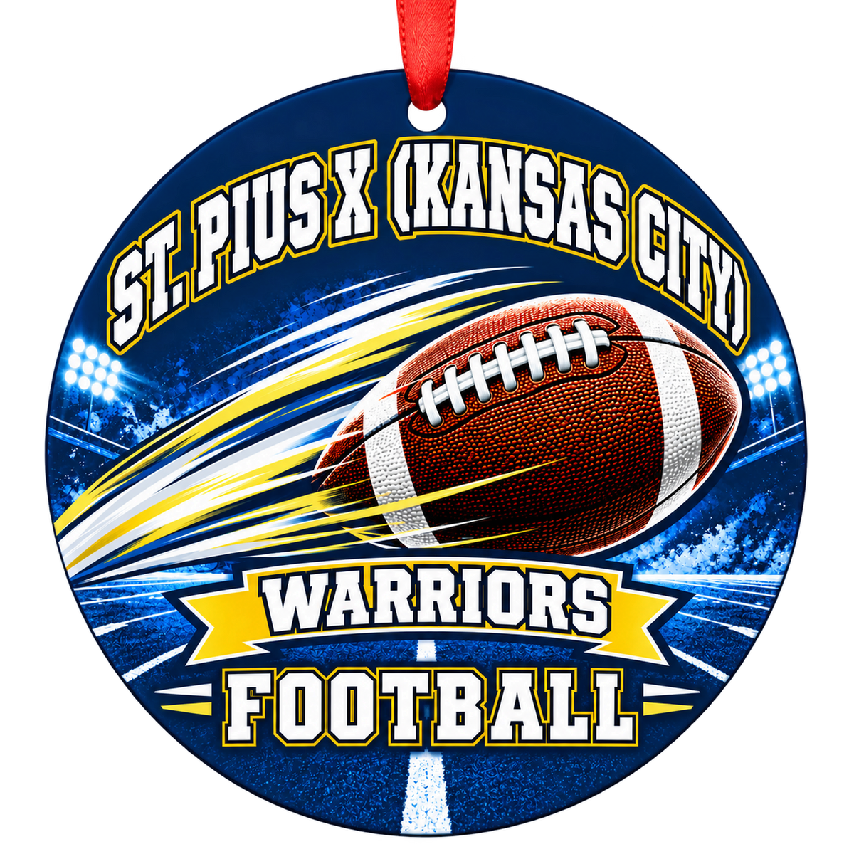 St. Pius X (Kansas City) High School Warriors – Football in Motion 3-inch football ornament, KANSAS CITY, Missouri