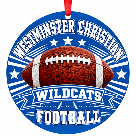 Westminster Christian Academy Wildcats Classic Football flat round 3-inch ornament