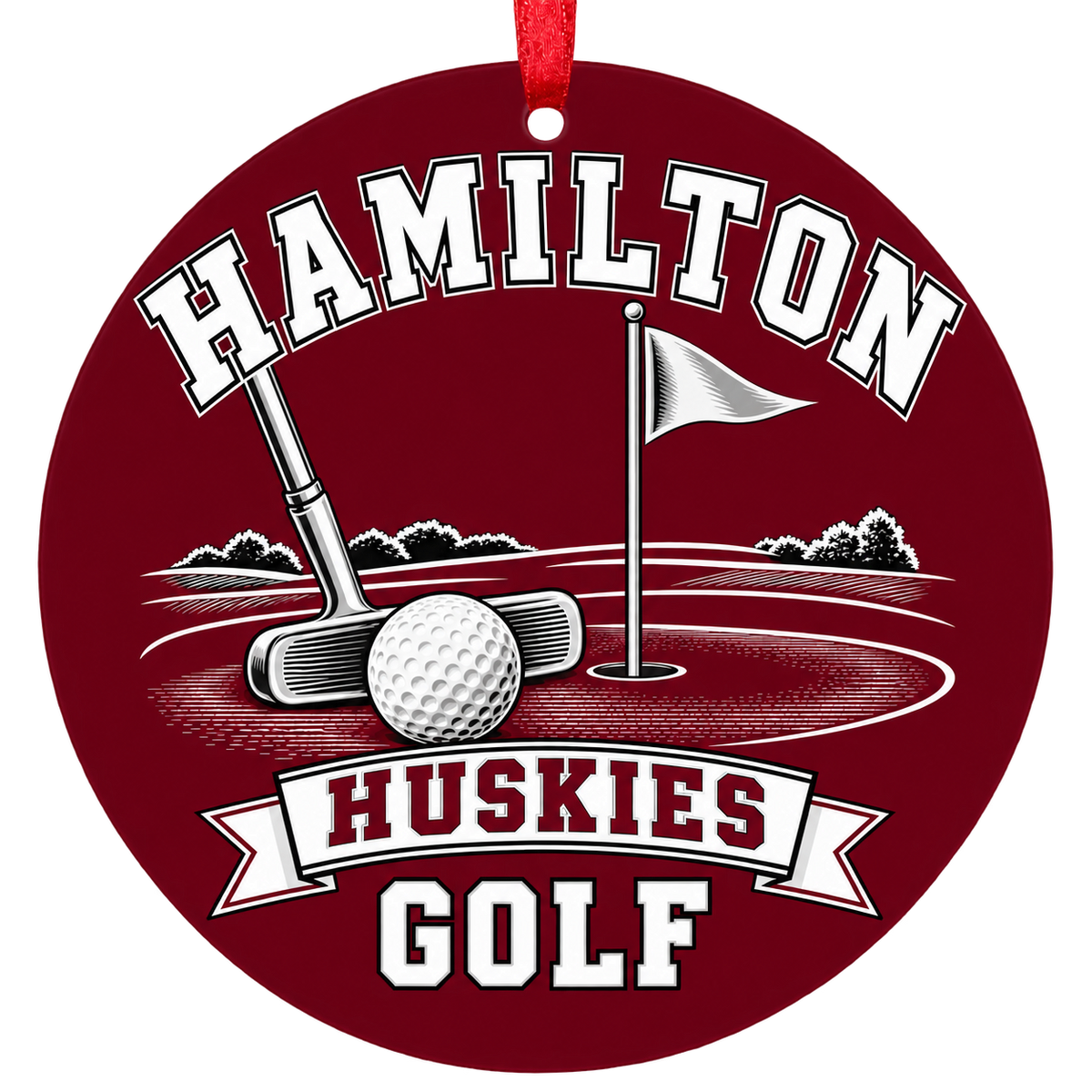 Hamilton Huskies Golf Christmas ornament, Chandler, Arizona, design D2