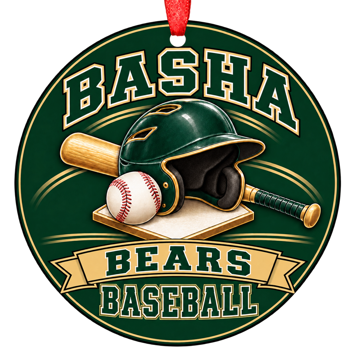 Basha Bears Baseball Christmas ornament, Chandler, Arizona, design D2