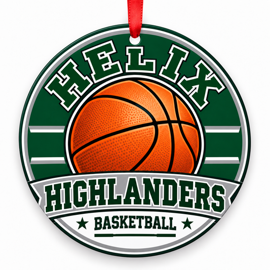 Helix High Highlanders basketball Christmas ornament