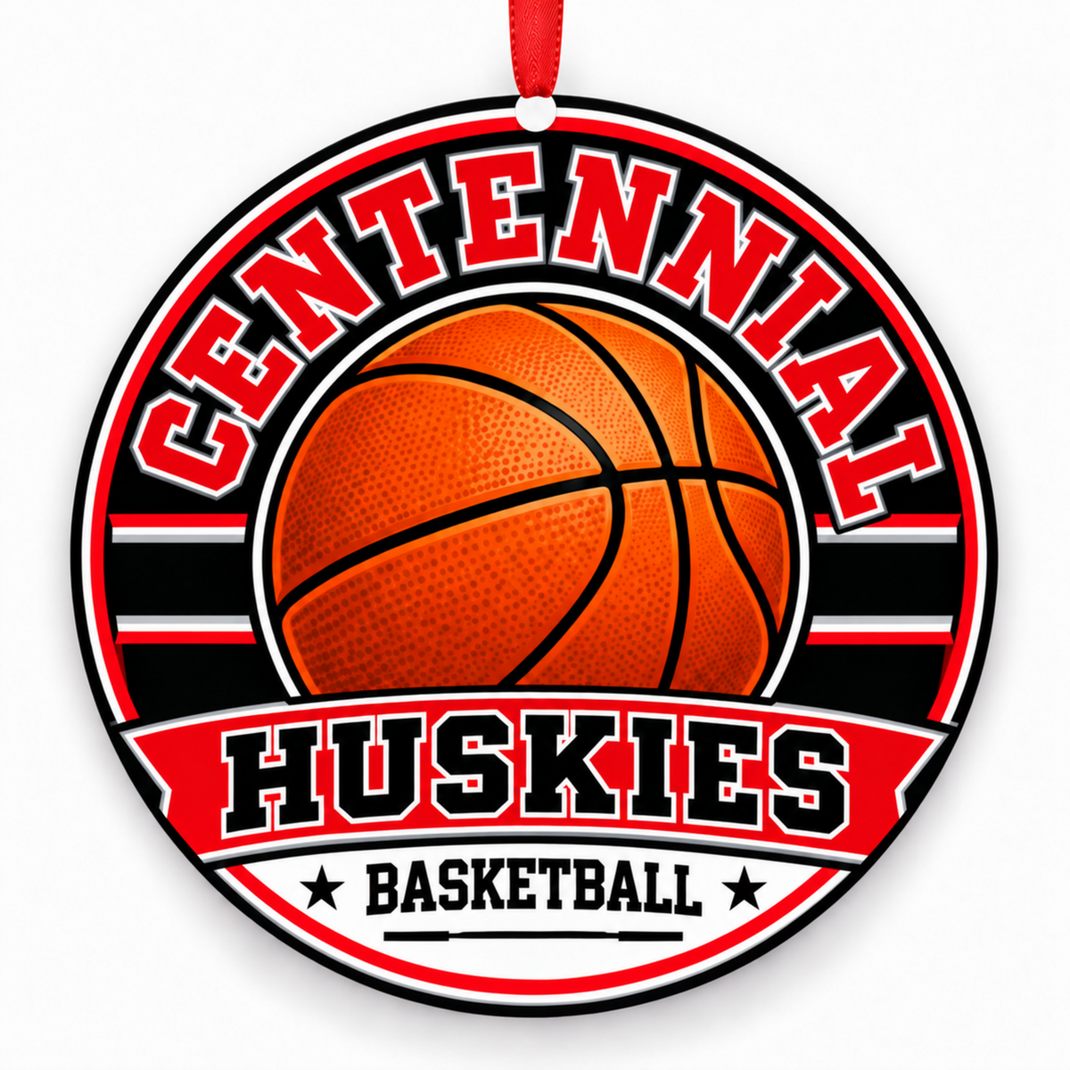 Centennial Huskies basketball Christmas ornament, Corona, California