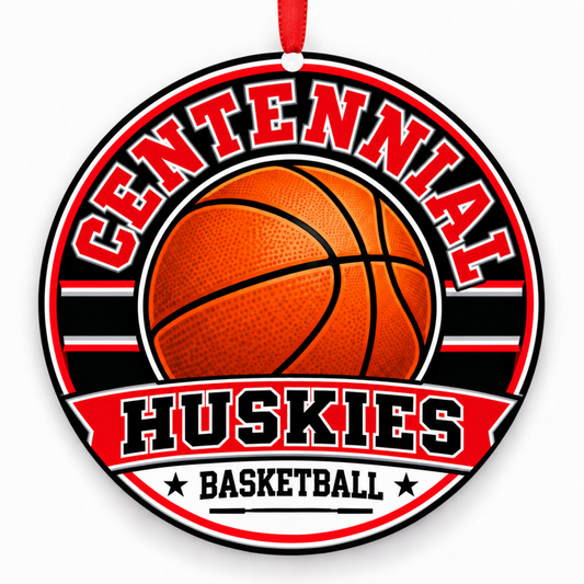 Centennial Huskies basketball Christmas ornament, Corona, California