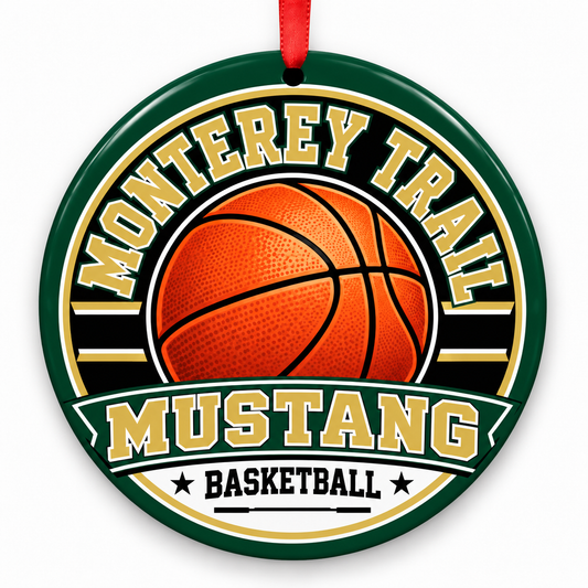 Monterey Trail High Mustang basketball Christmas ornament