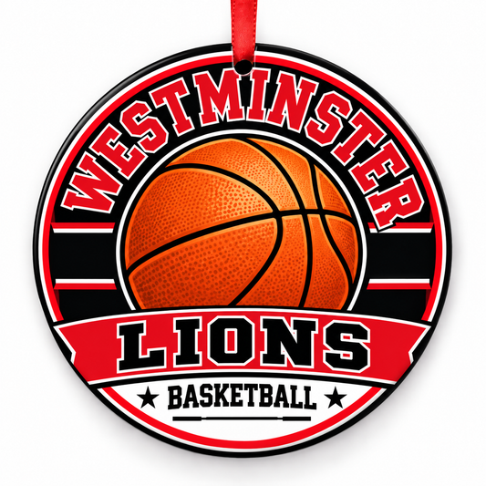 Westminster High Lions basketball Christmas ornament