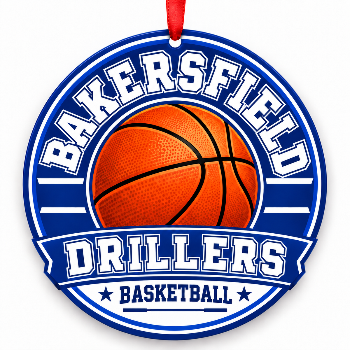 Bakersfield High Drillers basketball ornament in Blue / White, Bakersfield, California