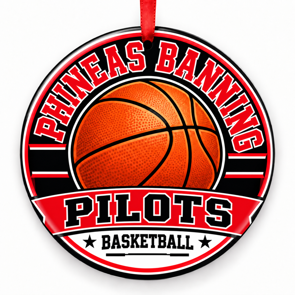 Phineas Banning Senior High Pilots basketball Christmas ornament