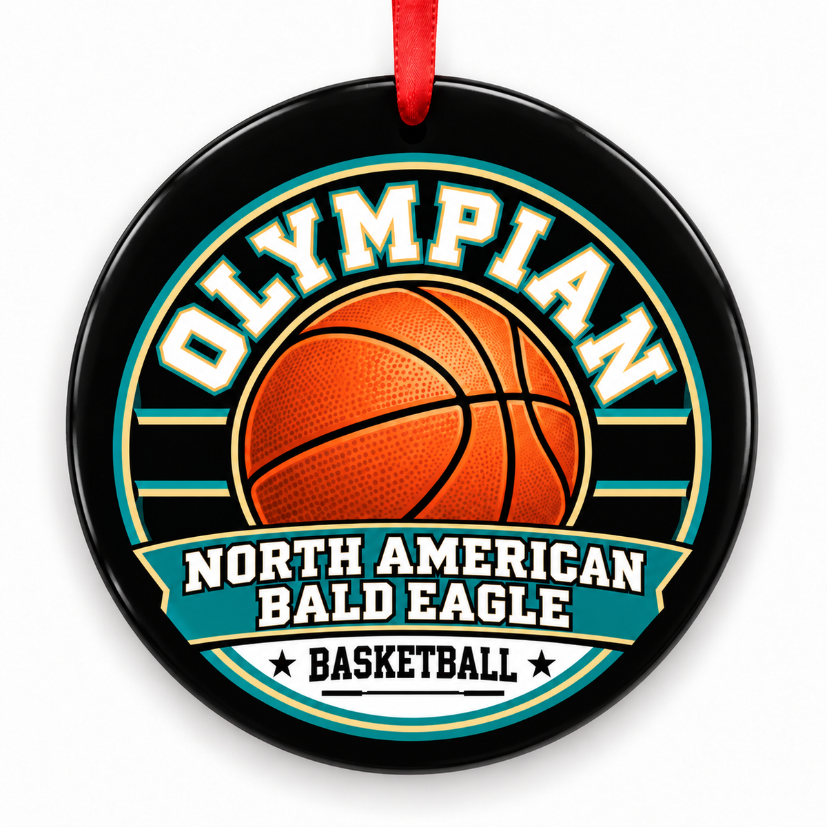 Olympian High North American Bald Eagle basketball Christmas ornament