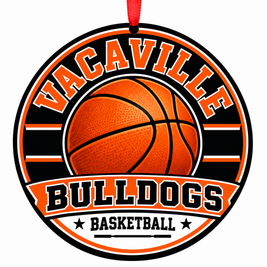 Vacaville High Bulldogs basketball Christmas ornament