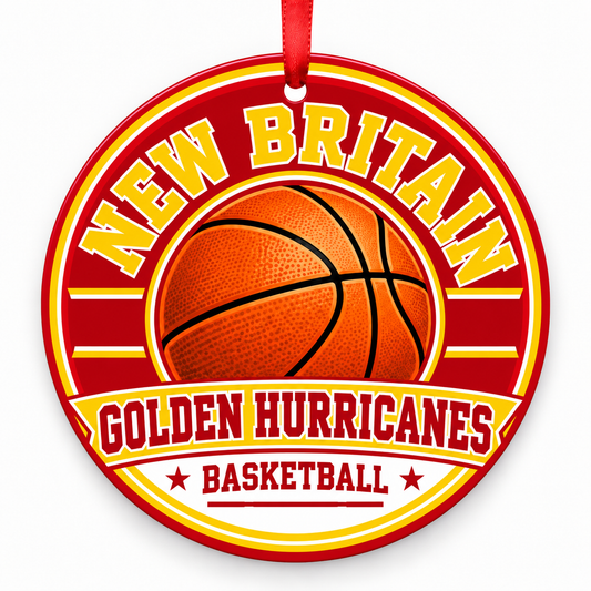 New Britain High School Golden Hurricanes basketball Christmas ornament