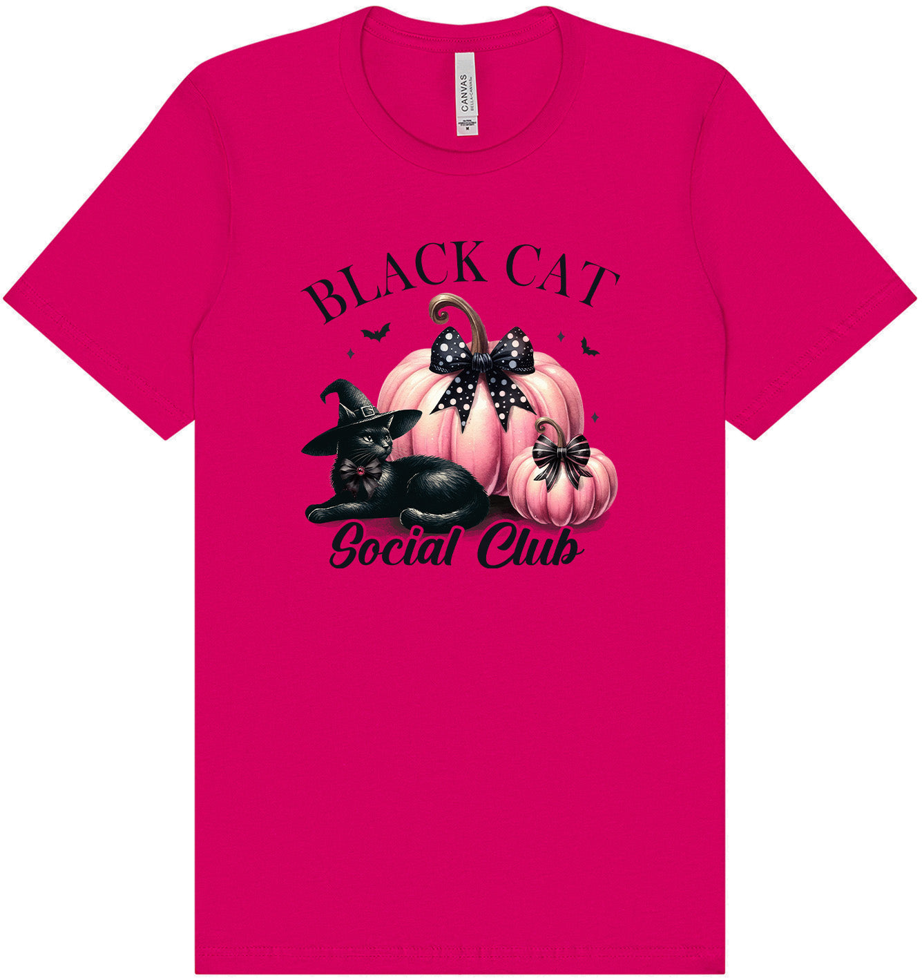 Pink and Black Cat Social Club Adult Bella Canvas Shirt