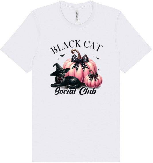 Pink and Black Cat Social Club Adult Bella Canvas Shirt