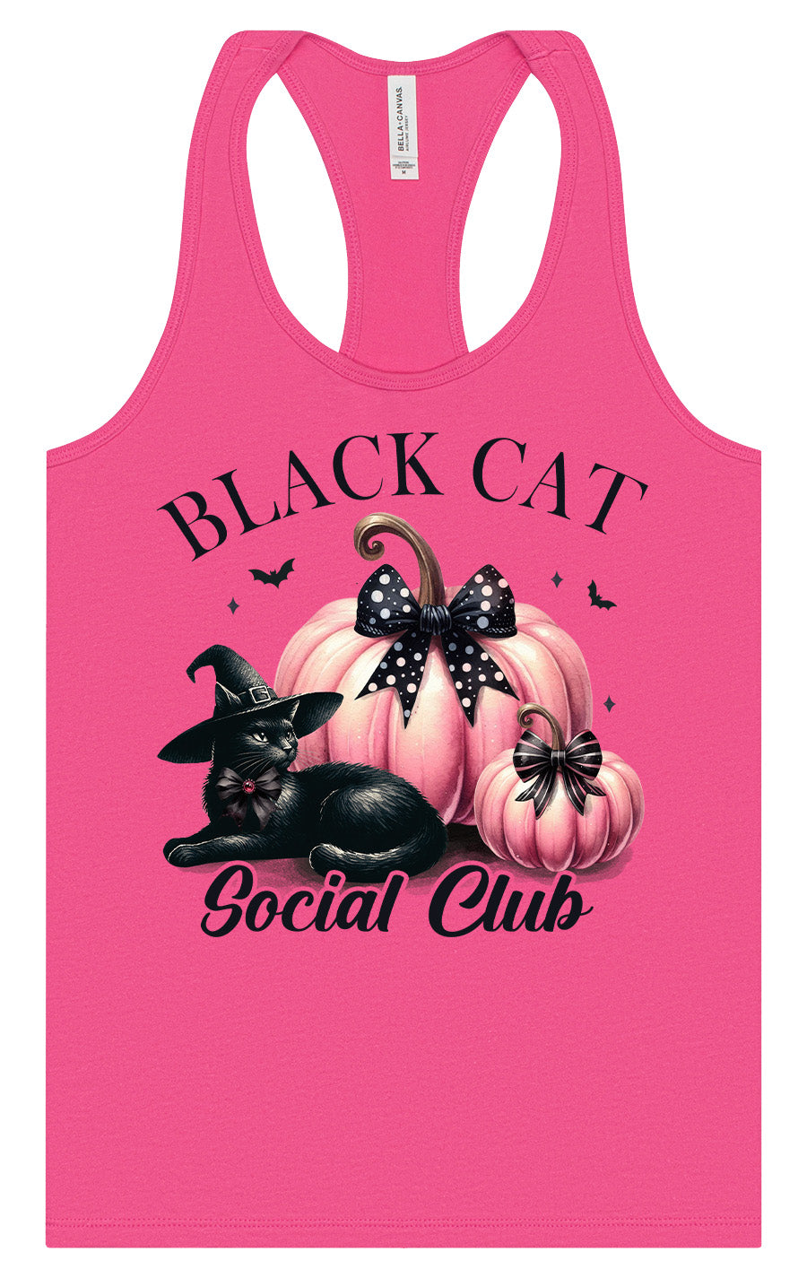 Pink and Black Cat Social Club Women's Racerback Tank