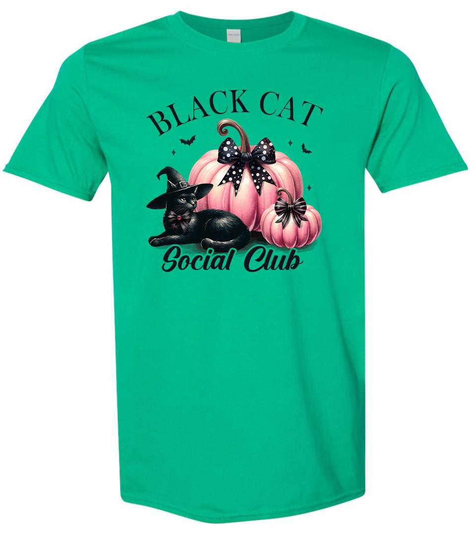 Pink and Black Cat Social Club Adult Gildan Soft Shirt