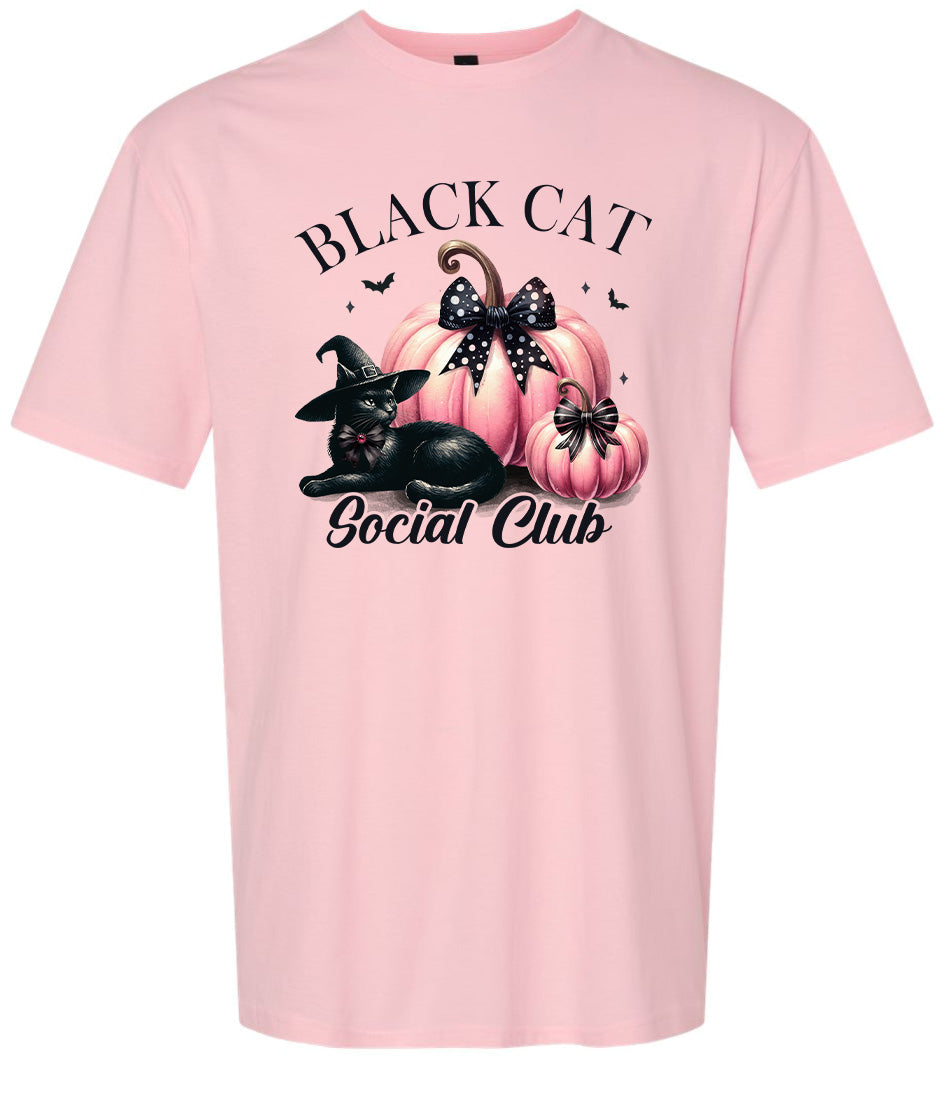 Pink and Black Cat Social Club Adult Gildan Soft Shirt