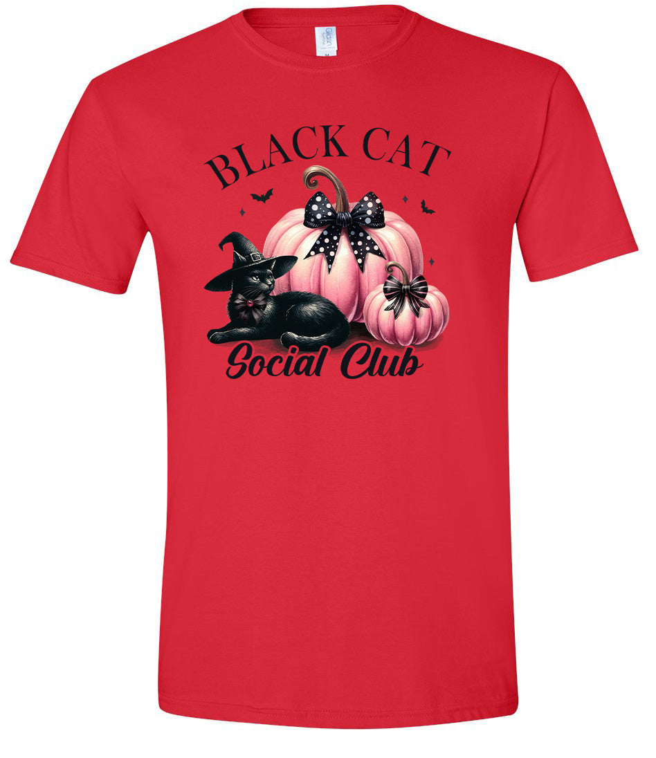 Pink and Black Cat Social Club Adult Gildan Soft Shirt