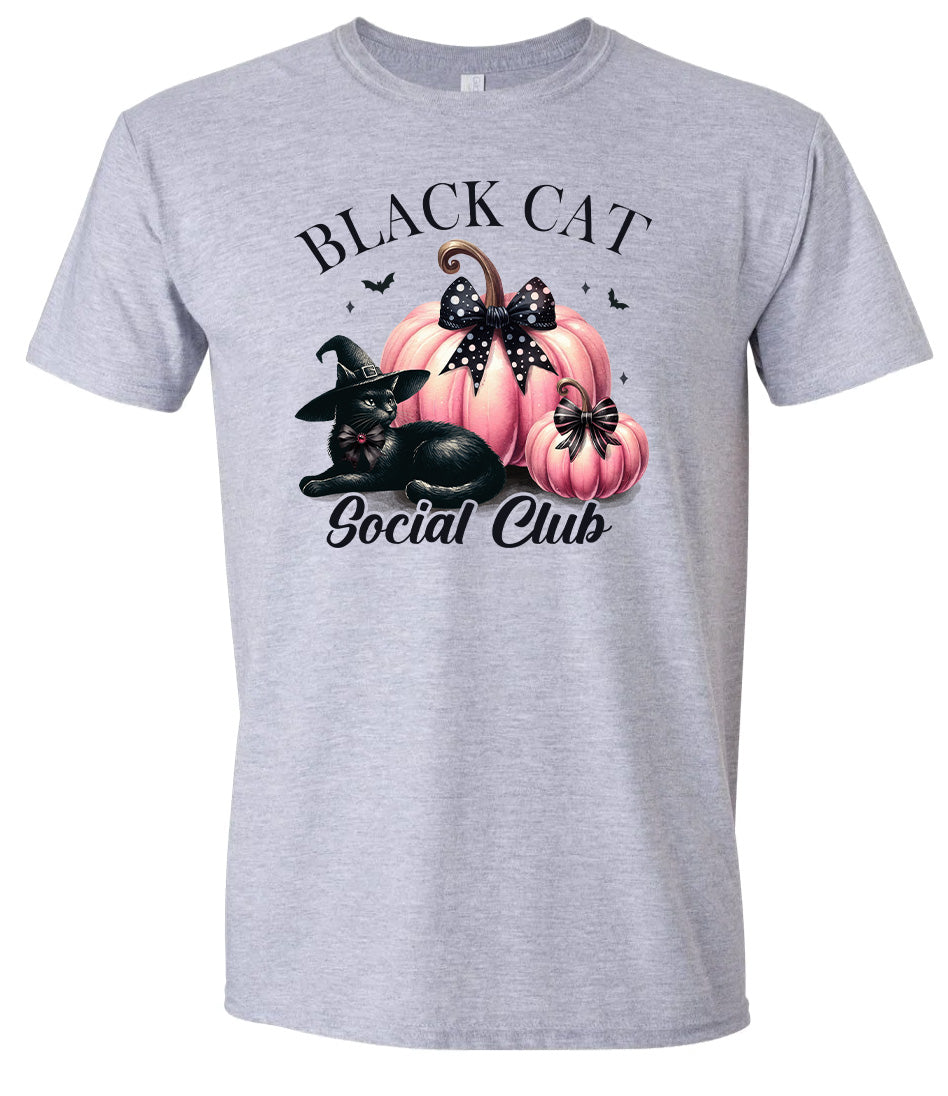 Pink and Black Cat Social Club Adult Gildan Soft Shirt