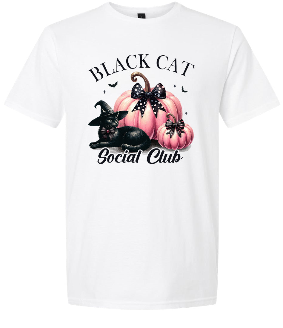 Pink and Black Cat Social Club Adult Gildan Soft Shirt