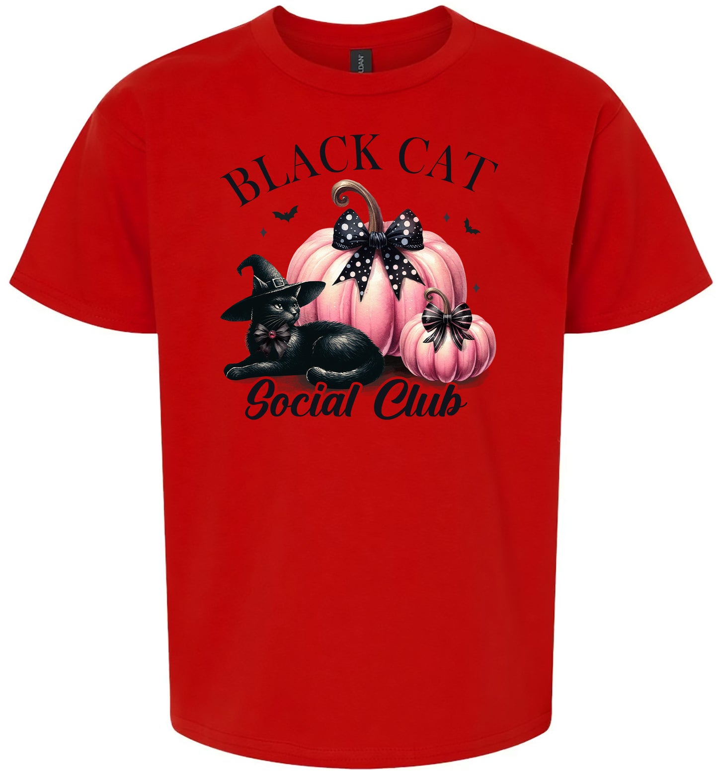 Pink and Black Cat Social Club Children's Gildan Soft Shirt