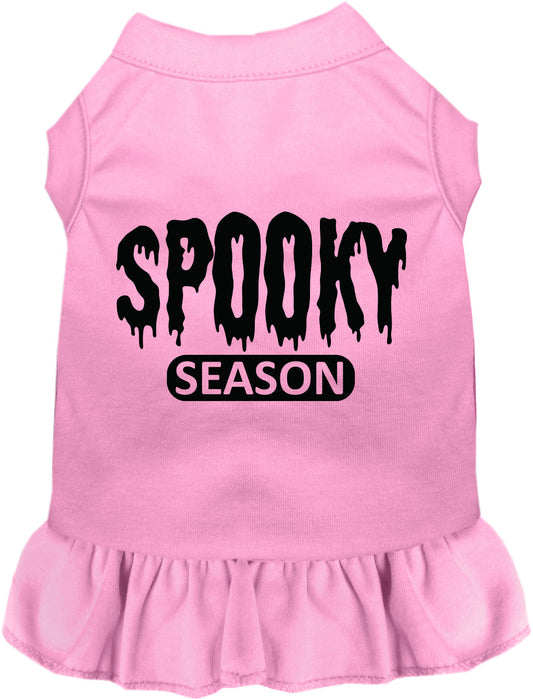 Pink spooky season pet dress with ruffled skirt