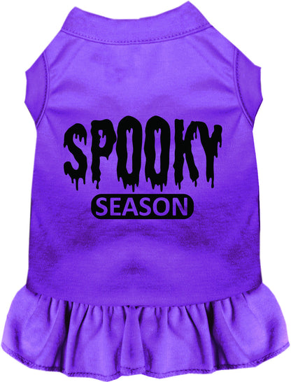 Purple spooky season pet dress with ruffled skirt