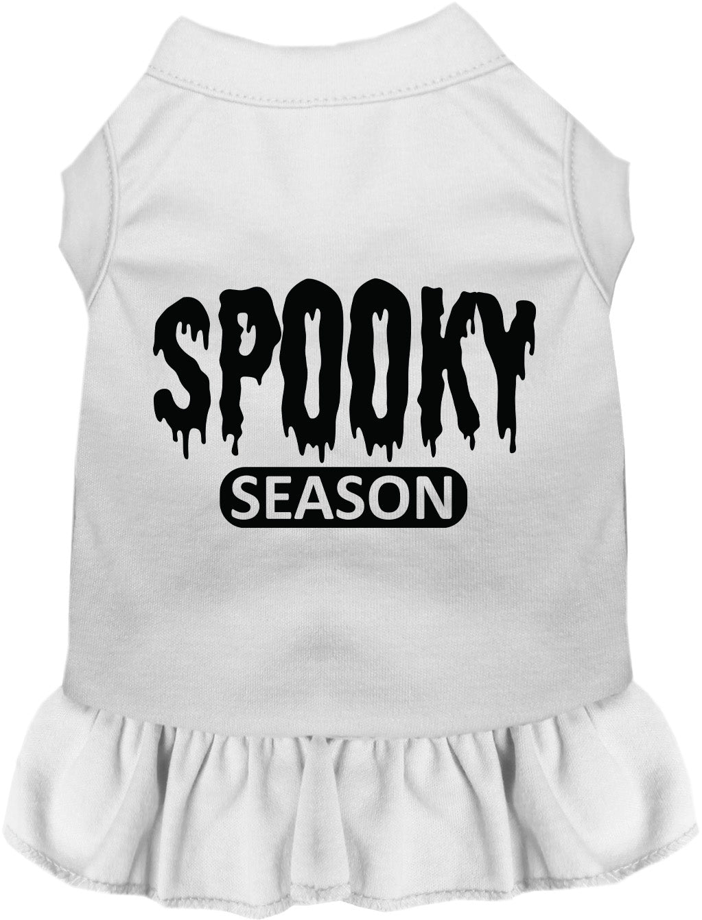 White spooky season pet dress with ruffled skirt