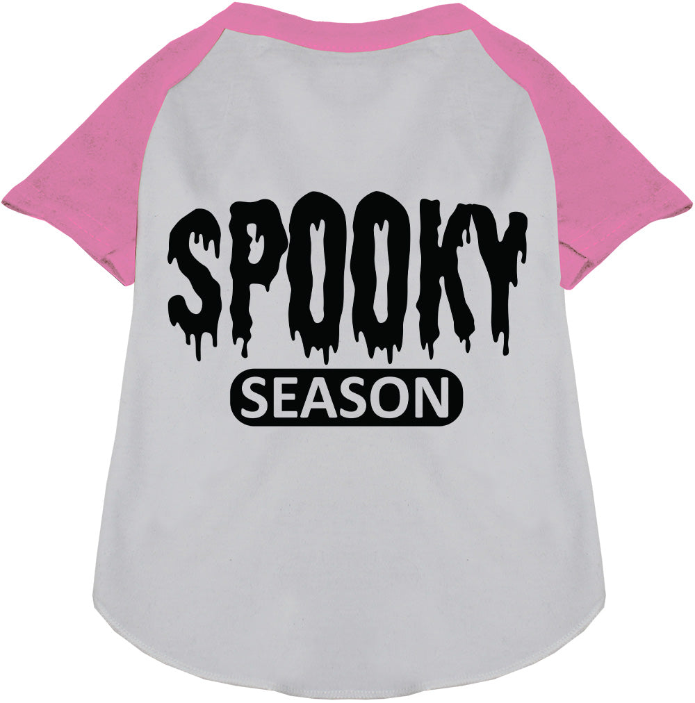 Gray and light pink spooky season pet raglan shirt