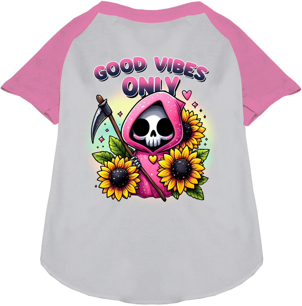Pink Sun Flowers and Scythes Pet Raglan Shirt
