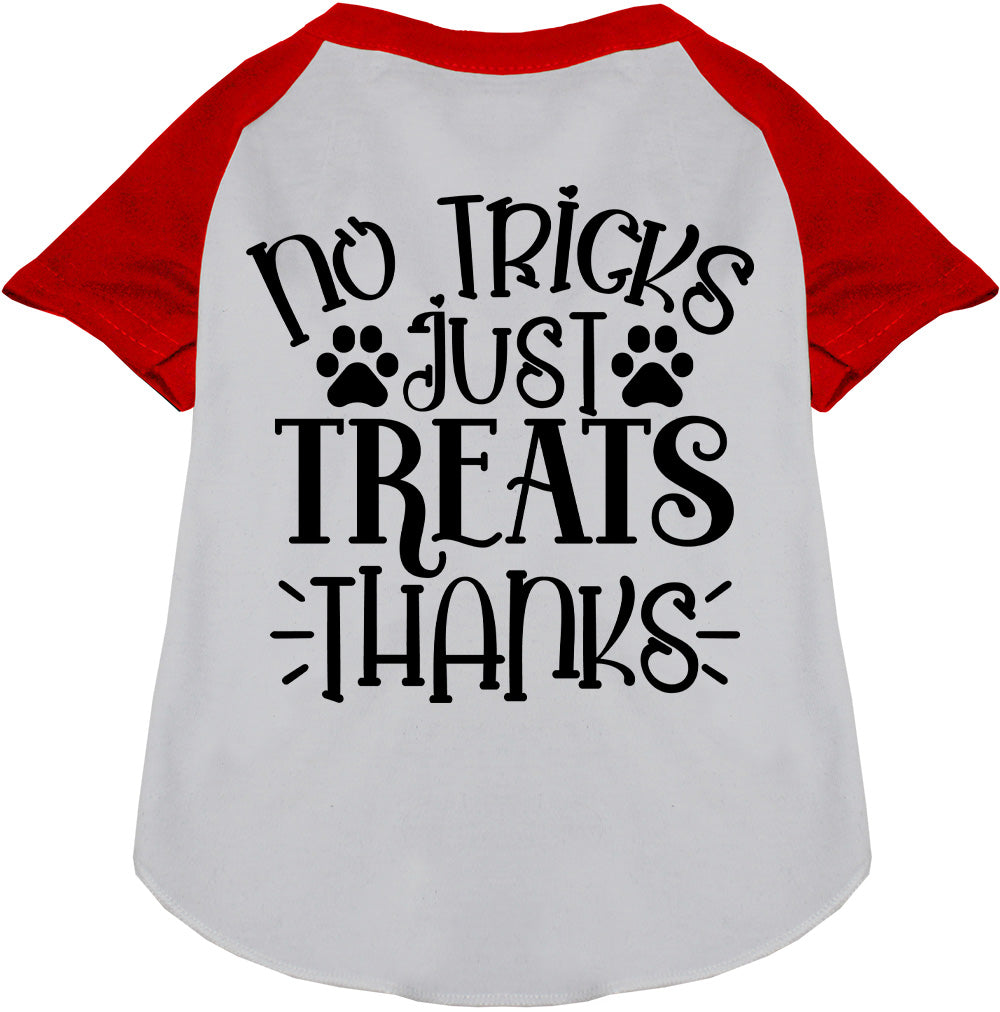 Red No Tricks Just Treats Pet Raglan Shirt
