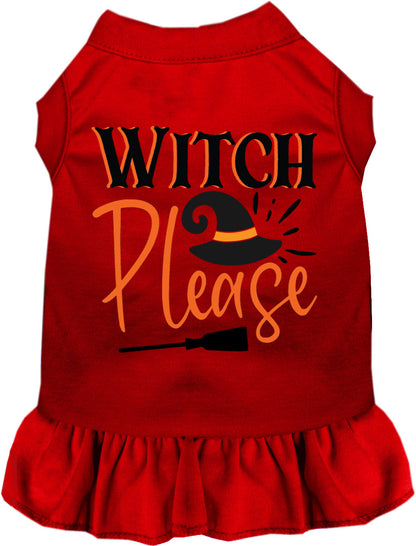 Red Witch Please pet dress with ruffled skirt