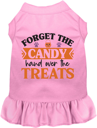 Light pink pet dress with 'Forget the Candy' print