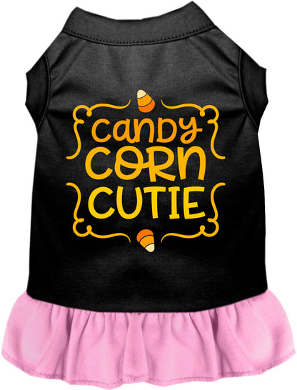 Black Candy Corn Cutie pet dress with light pink skirt