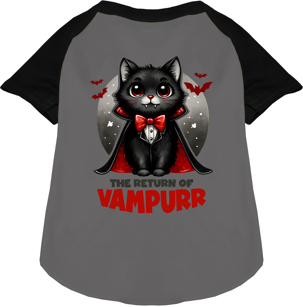 Vampurr Pet Raglan Shirt in black and gray