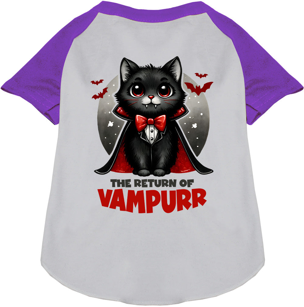 Vampurr Pet Raglan Shirt in purple and gray