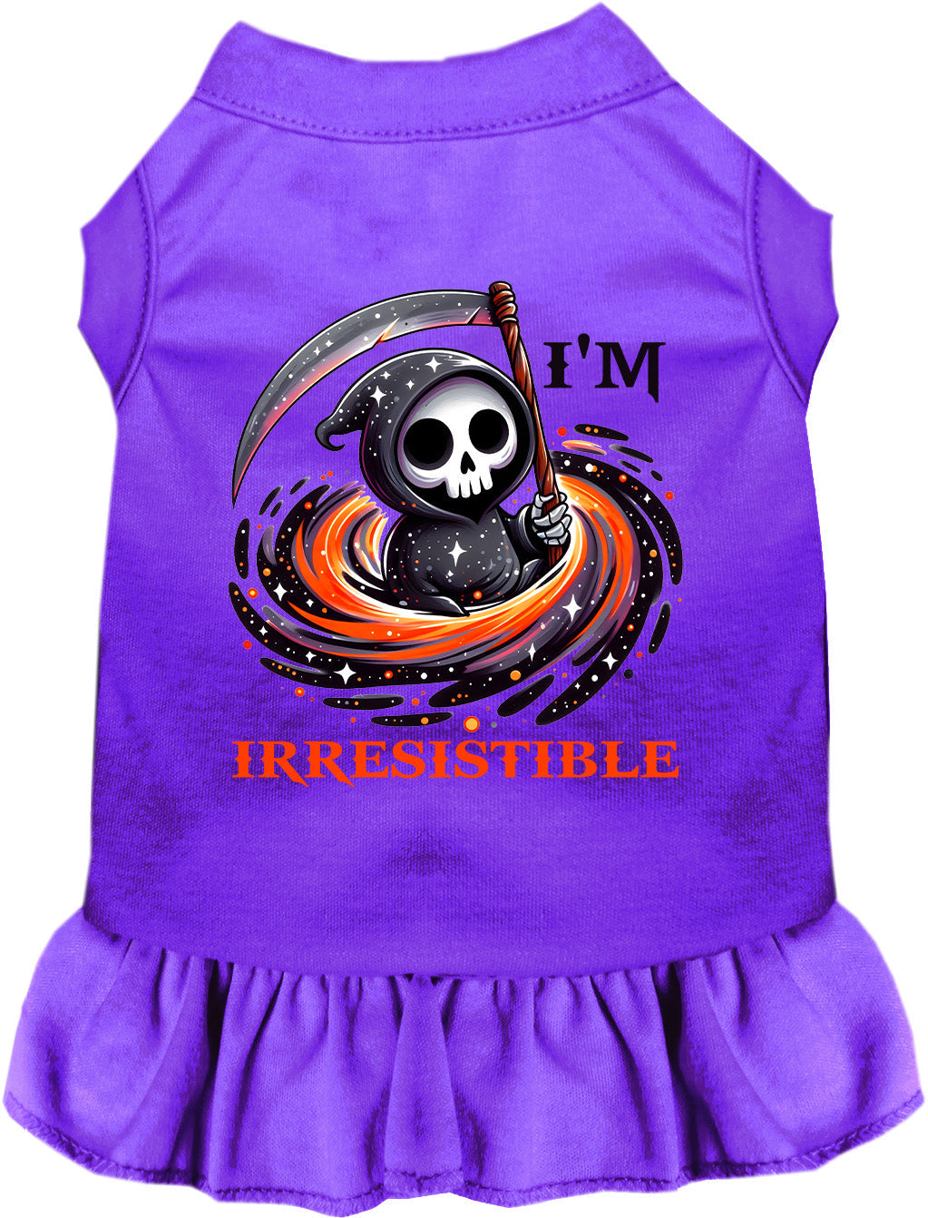 Purple Irresistible Death Pet Dress with Grim Reaper design