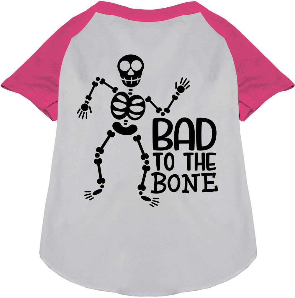Pink pet raglan shirt with skeleton design