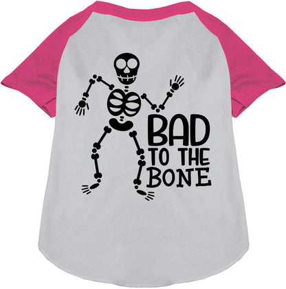 Pink pet raglan shirt with skeleton design