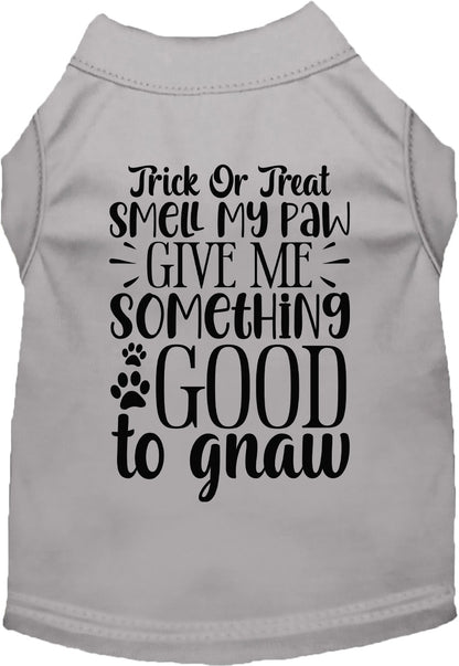 Gray Good to Gnaw pet shirt with Halloween theme