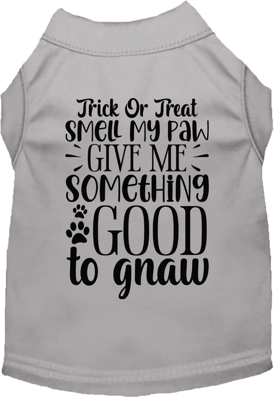 Gray Good to Gnaw pet shirt with Halloween theme
