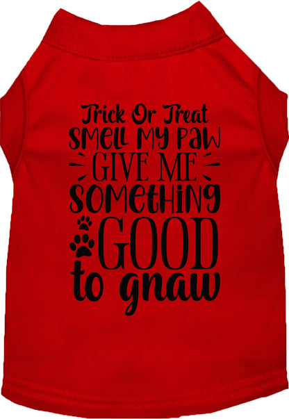 Red Good to Gnaw pet shirt with Halloween theme