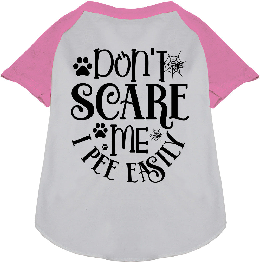 Light pink sleeve 'I Pee Easily' pet raglan shirt