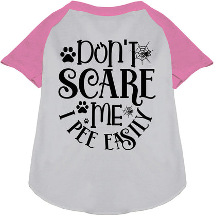 Light pink sleeve 'I Pee Easily' pet raglan shirt